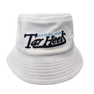 Vintage North Carolina Tar Heels Bucket Hat Cap White UNC NCAA 90s Soft Fleece